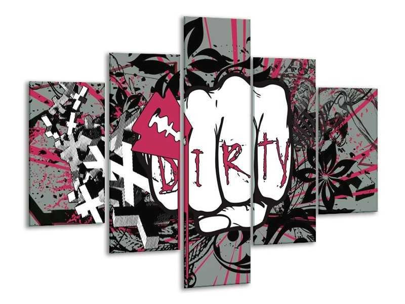 Glas schilderij Popart | Zwart, Roze, Wit | 100x70cm 5Luik