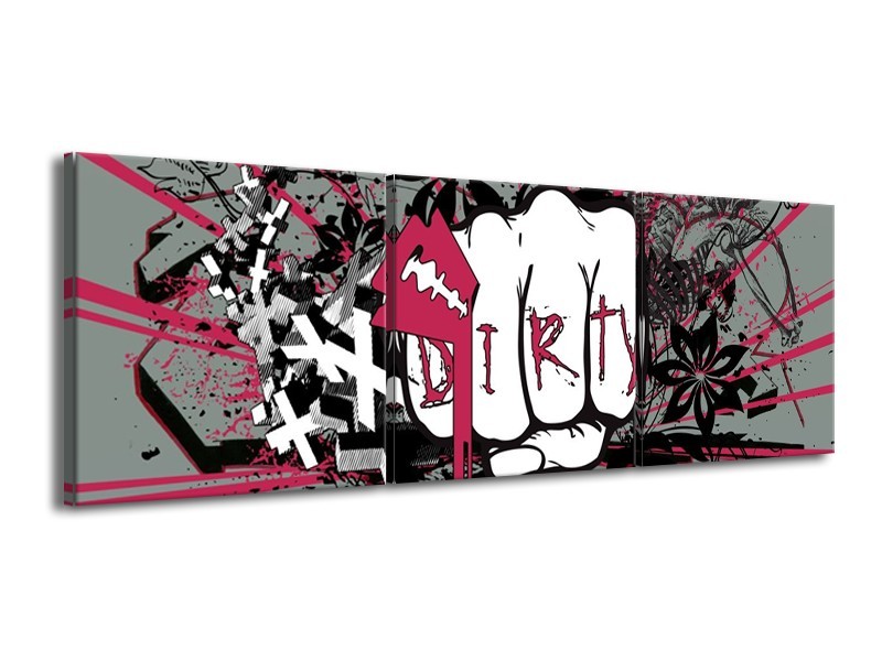 Glas schilderij Popart | Zwart, Roze, Wit | 150x50cm 3Luik