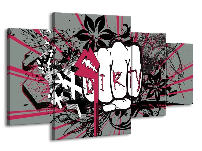 Glas schilderij Popart | Zwart, Roze, Wit | 160x90cm 4Luik