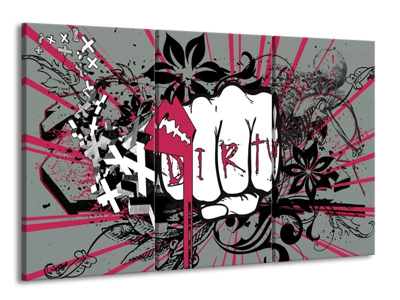 Canvas schilderij Popart | Zwart, Roze, Wit | 165x100cm 3Luik