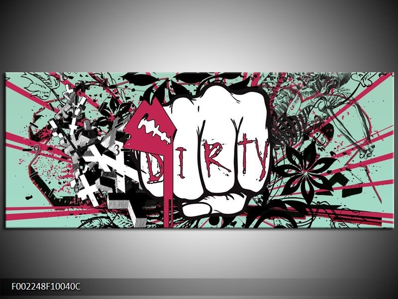 Klok schilderij Popart | Zwart, Roze, Wit | 100x40cm 1Luik