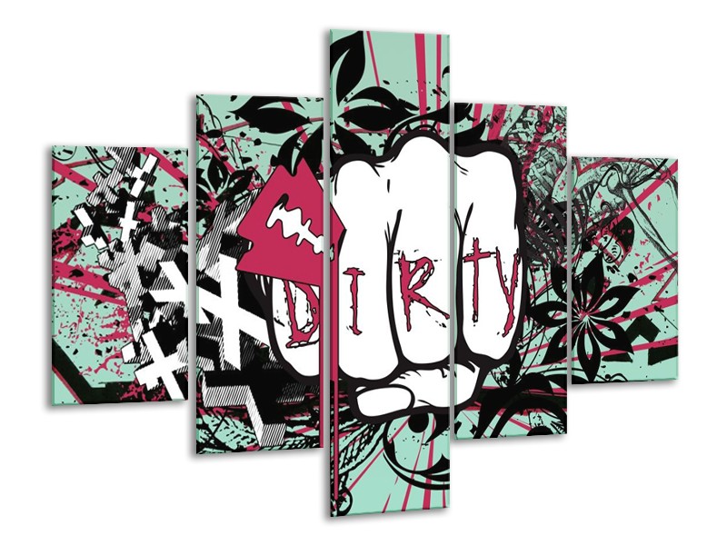 Glas schilderij Popart | Zwart, Roze, Wit | 100x70cm 5Luik