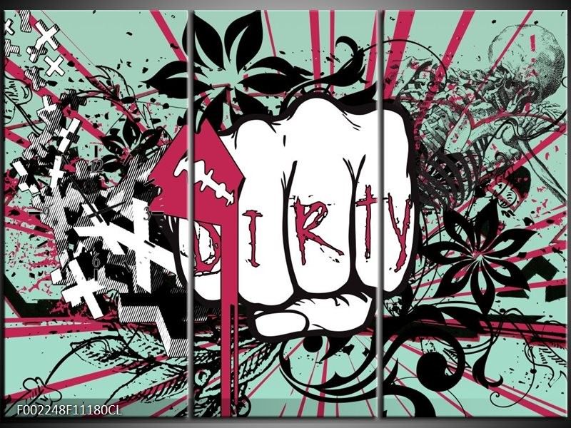 Klok schilderij Popart | Zwart, Roze, Wit | 111x80cm 3Luik