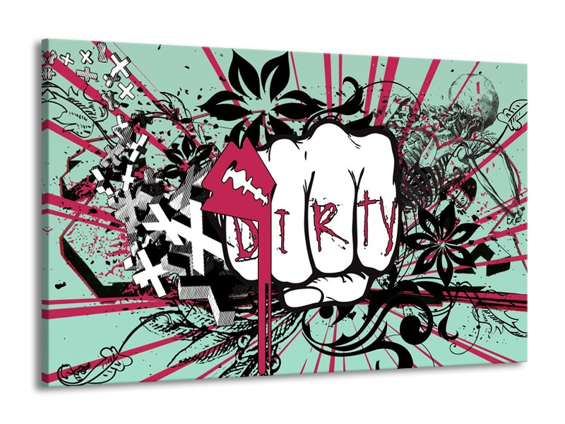 Canvas schilderij Popart | Zwart, Roze, Wit | 140x90cm 1Luik