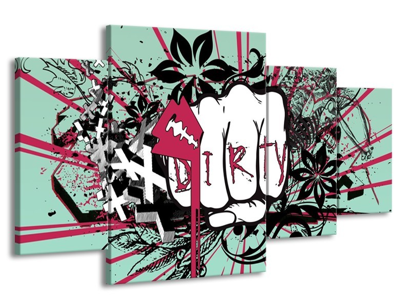 Glas schilderij Popart | Zwart, Roze, Wit | 160x90cm 4Luik