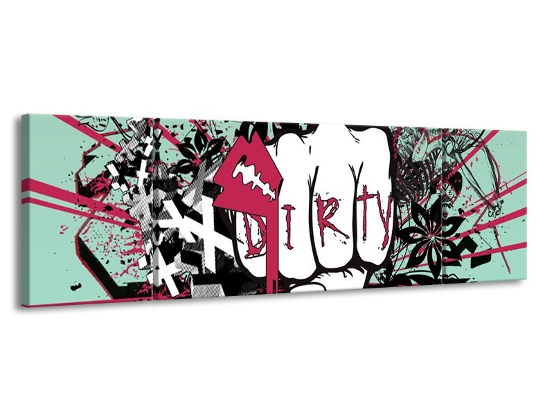 Canvas schilderij Popart | Zwart, Roze, Wit | 170x50cm 3Luik