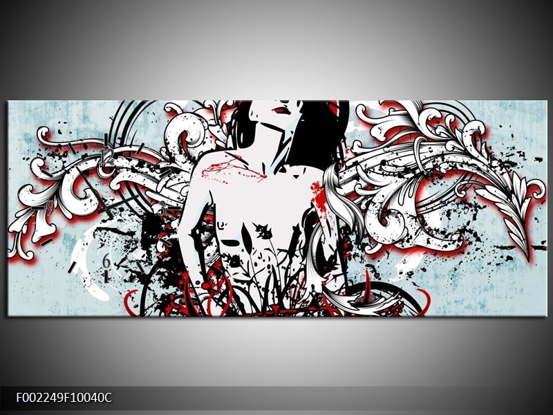 Klok schilderij Popart | Zwart, Rood, Wit | 100x40cm 1Luik