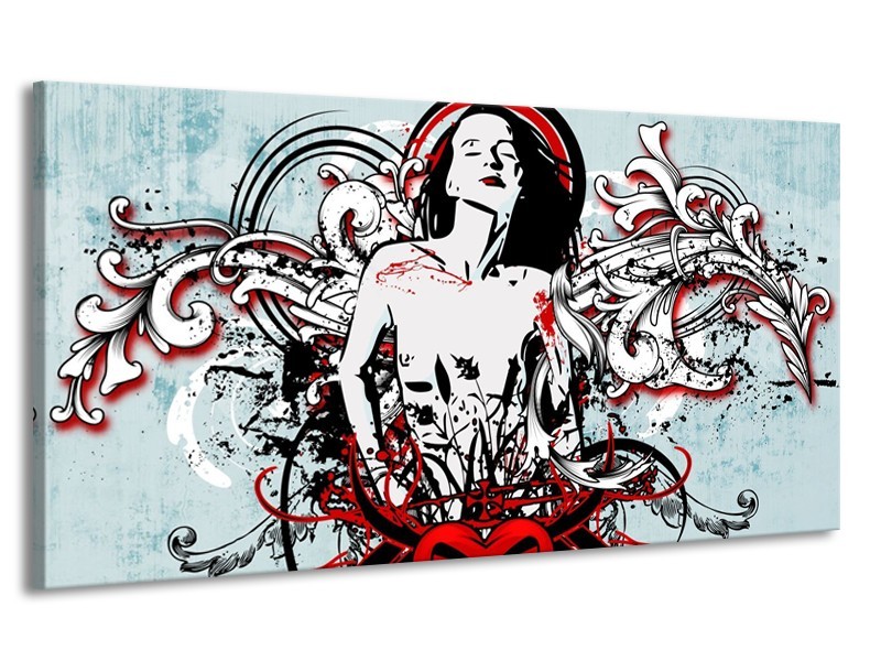 Canvas schilderij Popart | Zwart, Rood, Wit | 170x90cm 1Luik