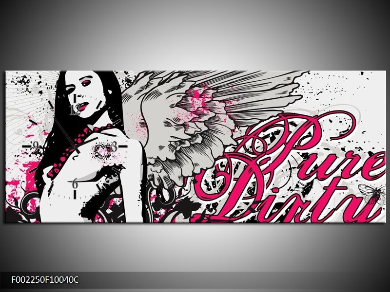 Klok schilderij Popart | Zwart, Roze, Wit | 100x40cm 1Luik