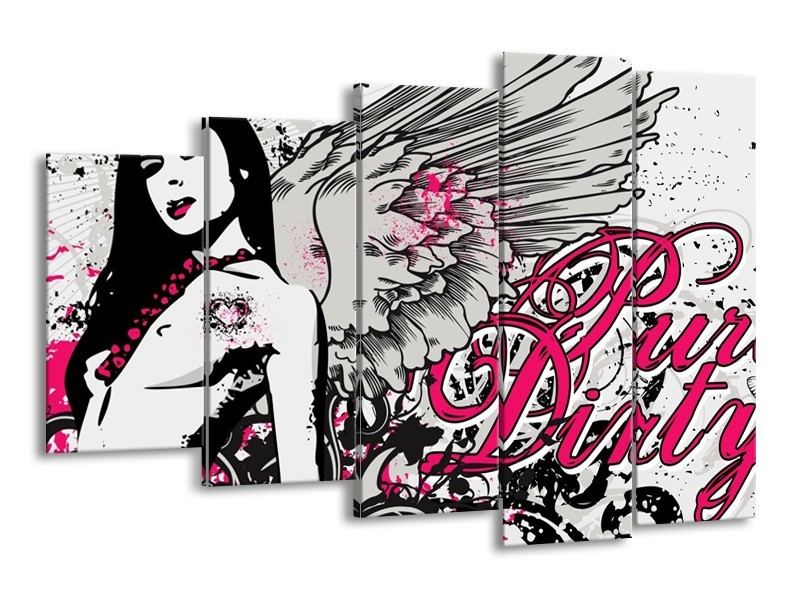 Canvas schilderij Popart | Zwart, Roze, Wit | 150x100cm 5Luik