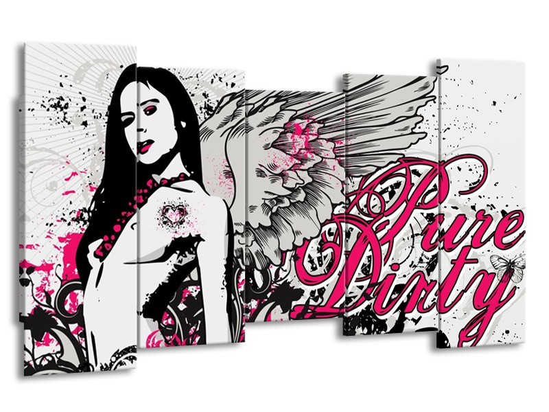 Canvas schilderij Popart | Zwart, Roze, Wit | 150x80cm 5Luik