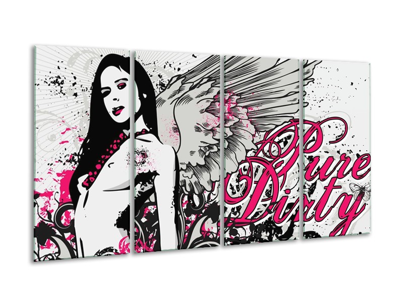 Glas schilderij Popart | Zwart, Roze, Wit | 160x80cm 4Luik