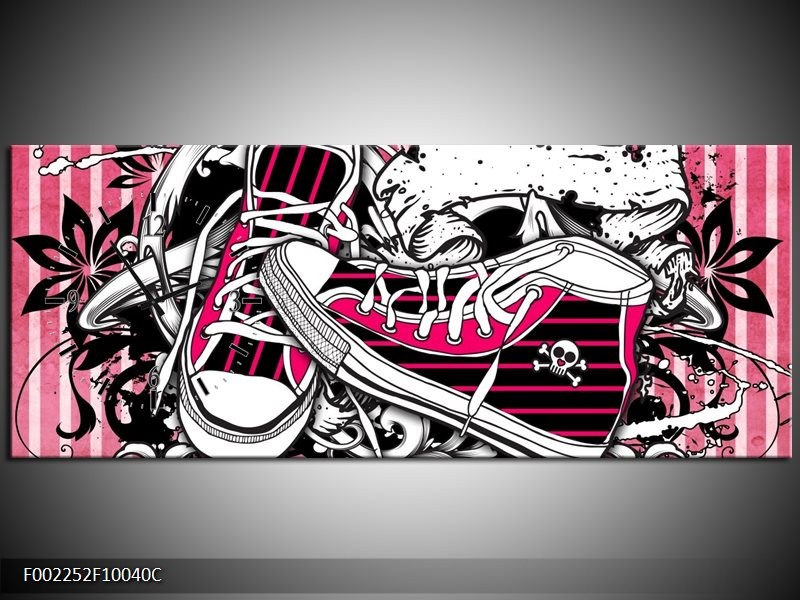 Klok schilderij Popart | Zwart, Roze, Wit | 100x40cm 1Luik