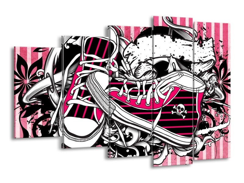 Glas schilderij Popart | Zwart, Roze, Wit | 150x100cm 5Luik
