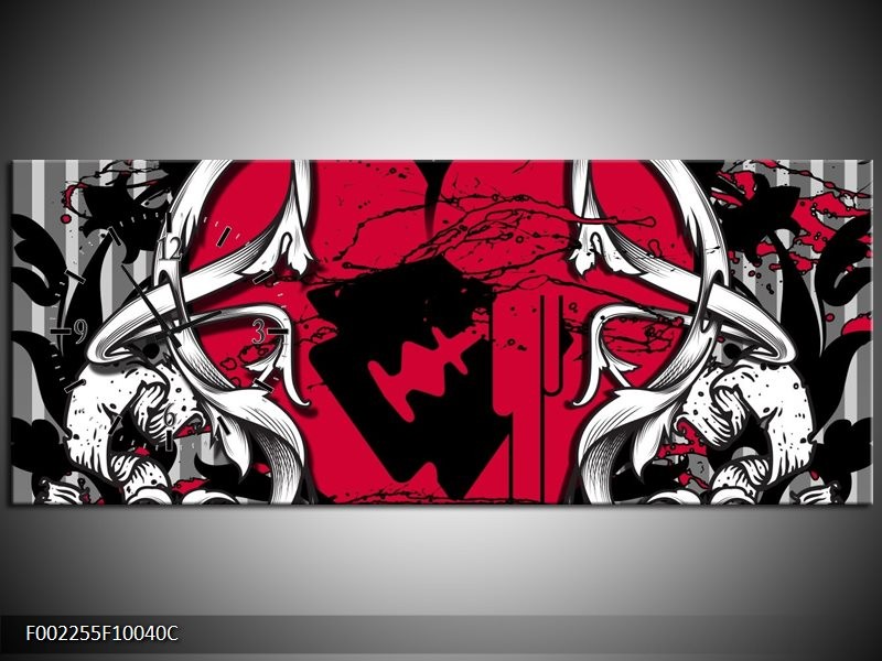Klok schilderij Popart | Rood, Zwart, Grijs | 100x40cm 1Luik