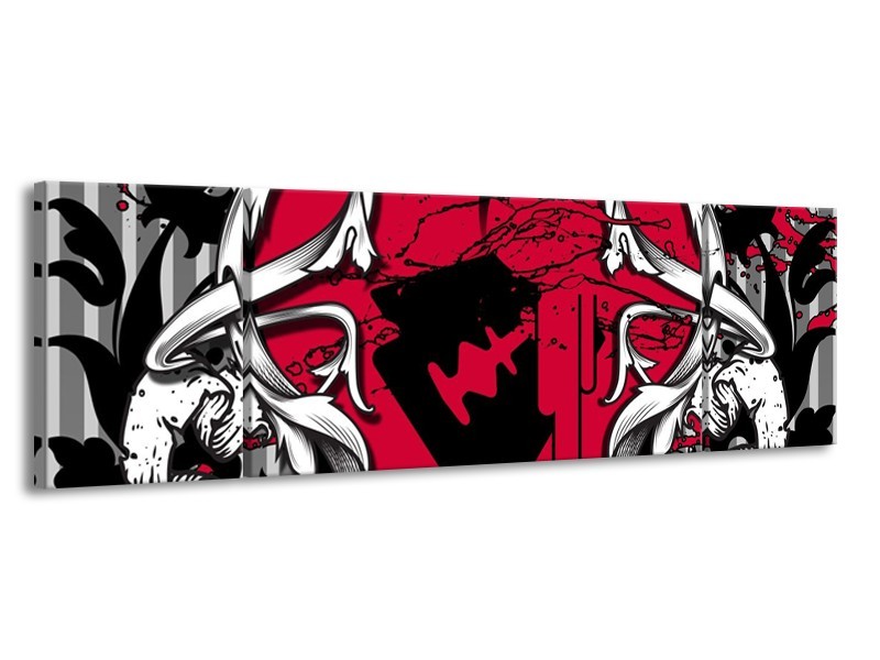 Canvas schilderij Popart | Rood, Zwart, Grijs | 170x50cm 3Luik