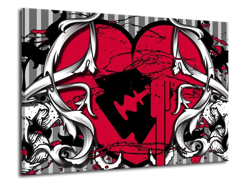 Canvas schilderij Popart | Rood, Zwart, Grijs | 70x50cm 1Luik