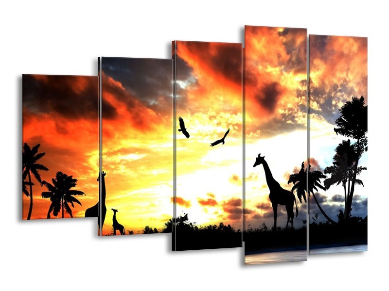 Glas schilderij Natuur | Oranje, Geel, Zwart | 150x100cm 5Luik