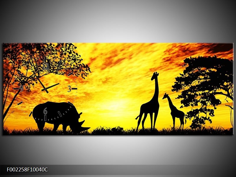 Klok schilderij Natuur | Geel, Zwart, Bruin | 100x40cm 1Luik