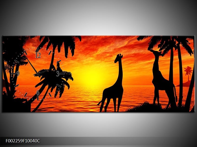 Klok schilderij Natuur | Oranje, Rood, Bruin | 100x40cm 1Luik