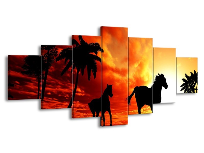 Canvas schilderij Natuur | Oranje, Zwart, Bruin | 210x100cm 7Luik
