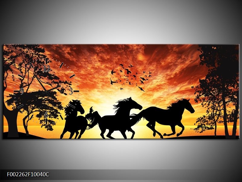 Klok schilderij Natuur | Oranje, Zwart, Bruin | 100x40cm 1Luik