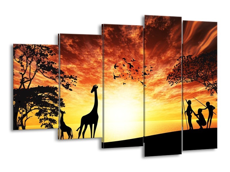 Canvas schilderij Natuur | Oranje, Rood, Bruin | 150x100cm 5Luik