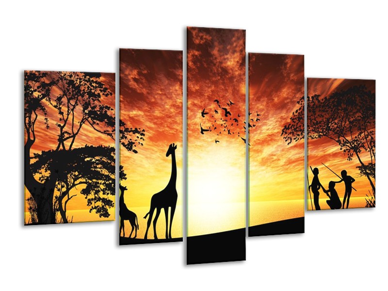 Canvas schilderij Natuur | Oranje, Rood, Bruin | 170x100cm 5Luik