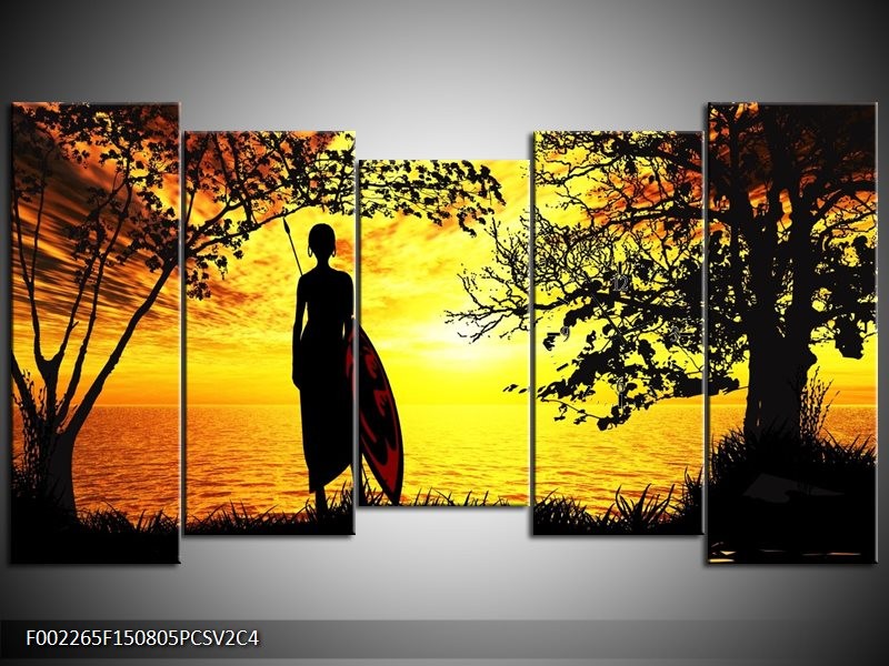 Klok schilderij Natuur | Oranje, Rood, Bruin | 150x80cm 5Luik