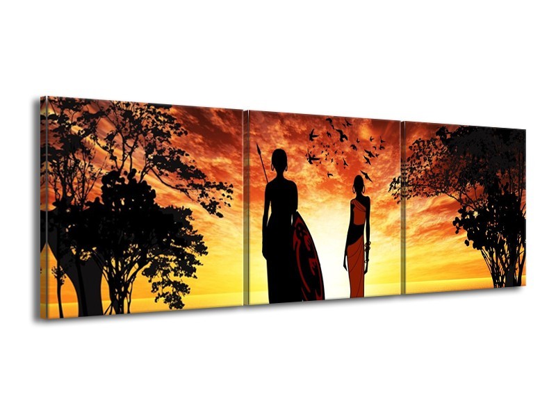 Glas schilderij Natuur | Oranje, Rood, Bruin | 150x50cm 3Luik