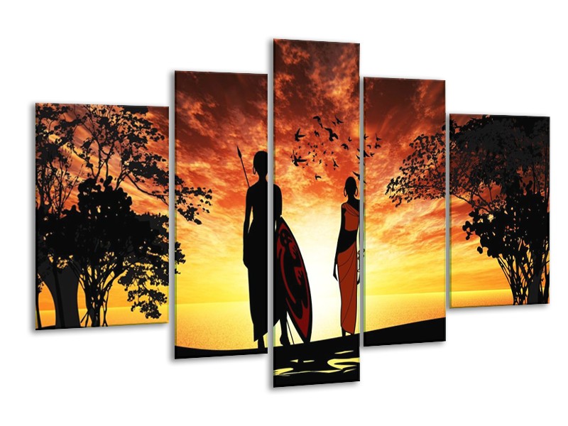 Canvas schilderij Natuur | Oranje, Rood, Bruin | 170x100cm 5Luik