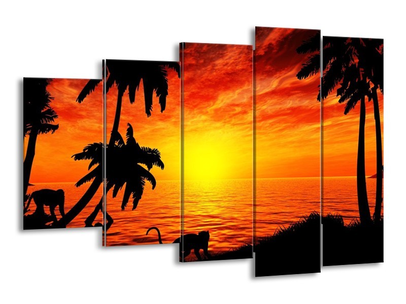 Canvas schilderij Natuur | Oranje, Rood, Bruin | 150x100cm 5Luik