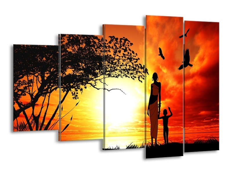 Canvas schilderij Natuur | Oranje, Rood, Bruin | 150x100cm 5Luik