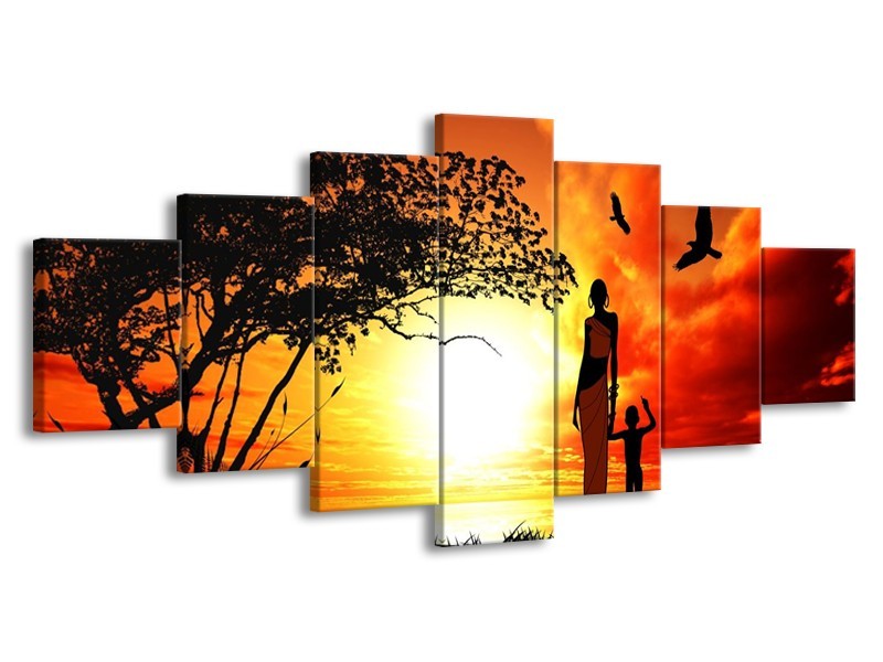 Canvas schilderij Natuur | Oranje, Rood, Bruin | 210x100cm 7Luik