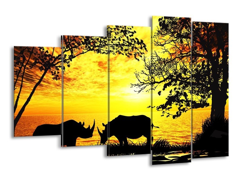 Canvas schilderij Natuur | Oranje, Zwart, Bruin | 150x100cm 5Luik