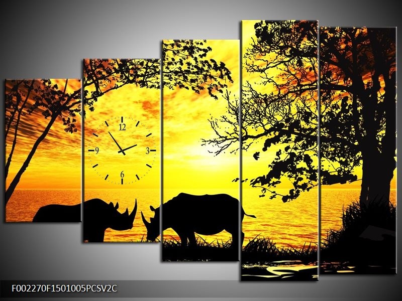 Klok schilderij Natuur | Oranje, Zwart, Bruin | 150x100cm 5Luik