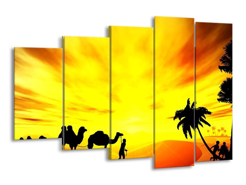 Canvas schilderij Natuur | Oranje, Rood, Bruin | 150x100cm 5Luik