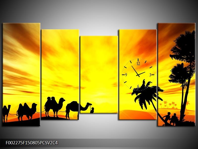 Klok schilderij Natuur | Oranje, Rood, Bruin | 150x80cm 5Luik