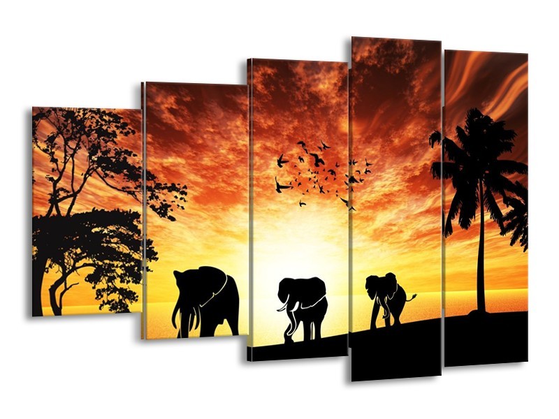 Canvas schilderij Natuur | Oranje, Rood, Bruin | 150x100cm 5Luik