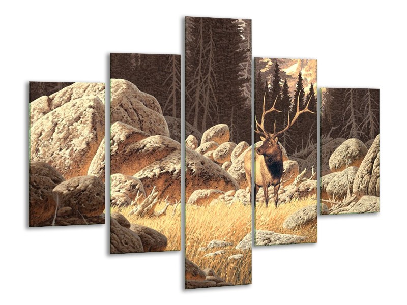 Canvas schilderij Natuur | Bruin, Wit | 100x70cm 5Luik