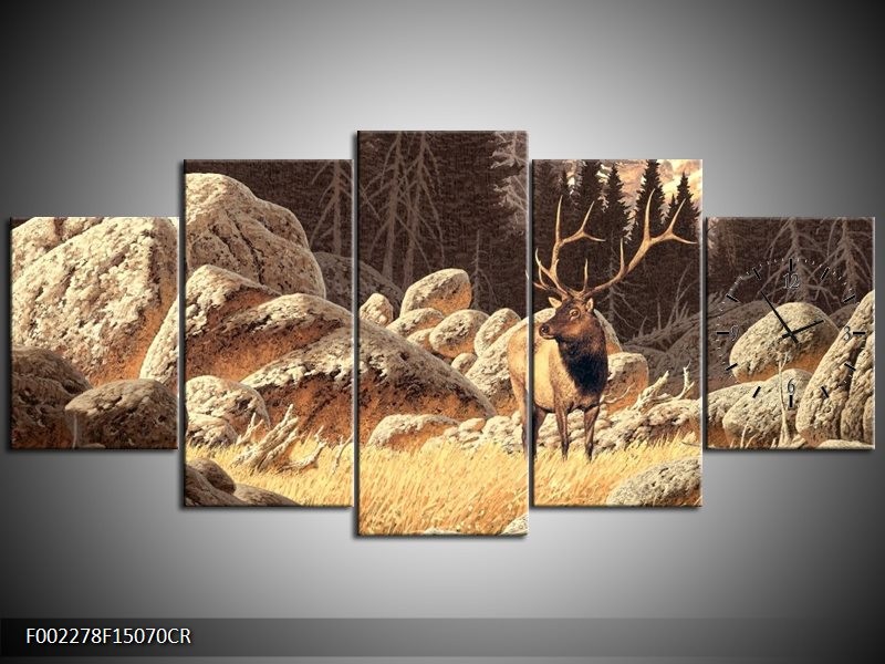 Klok schilderij Natuur | Bruin, Wit | 150x70cm 5Luik
