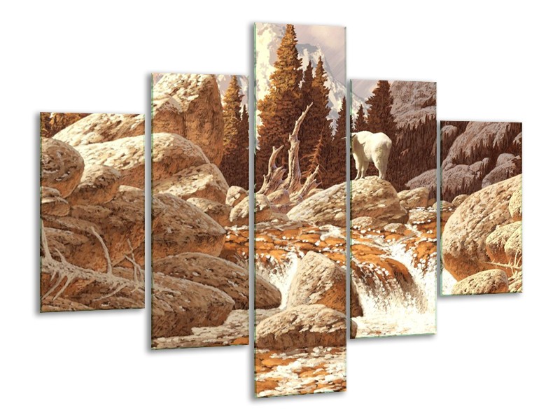 Canvas schilderij Natuur | Bruin, Wit | 100x70cm 5Luik