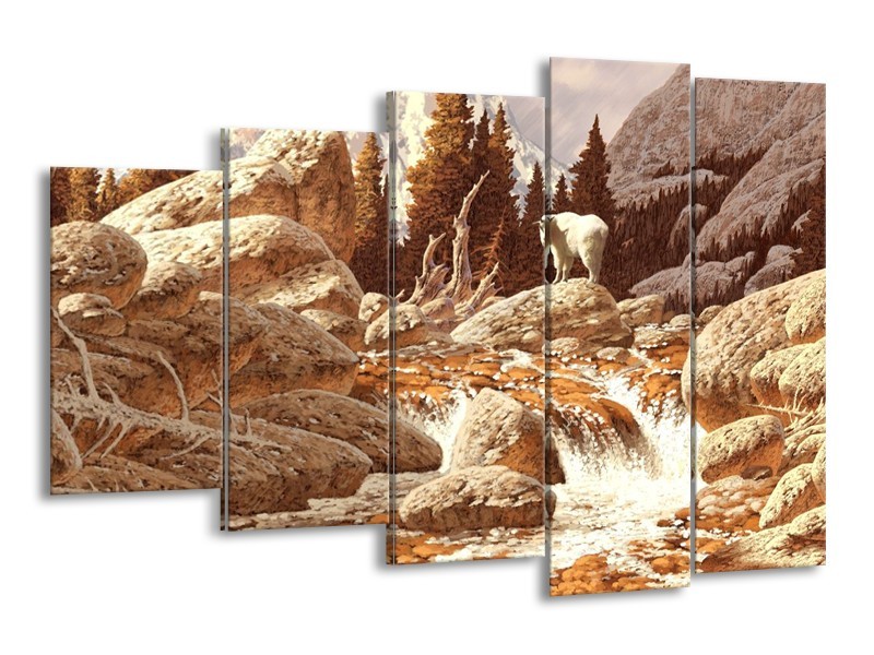 Canvas schilderij Natuur | Bruin, Wit | 150x100cm 5Luik