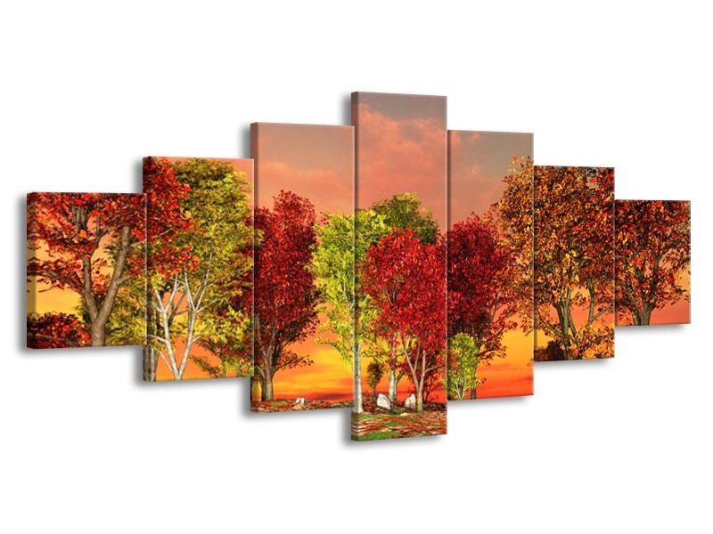 Glas schilderij Herfst | Rood, Bruin, Geel | 210x100cm 7Luik