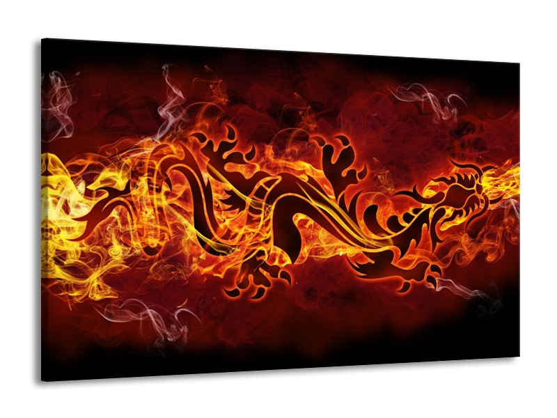 Canvas schilderij Abstract | Rood, Geel, Oranje | 140x90cm 1Luik