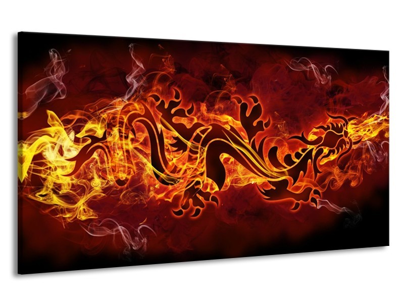 Canvas schilderij Abstract | Rood, Geel, Oranje | 190x100cm 1Luik