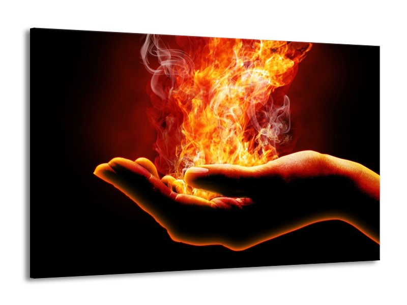 Canvas schilderij Hand | Rood, Geel, Oranje | 140x90cm 1Luik