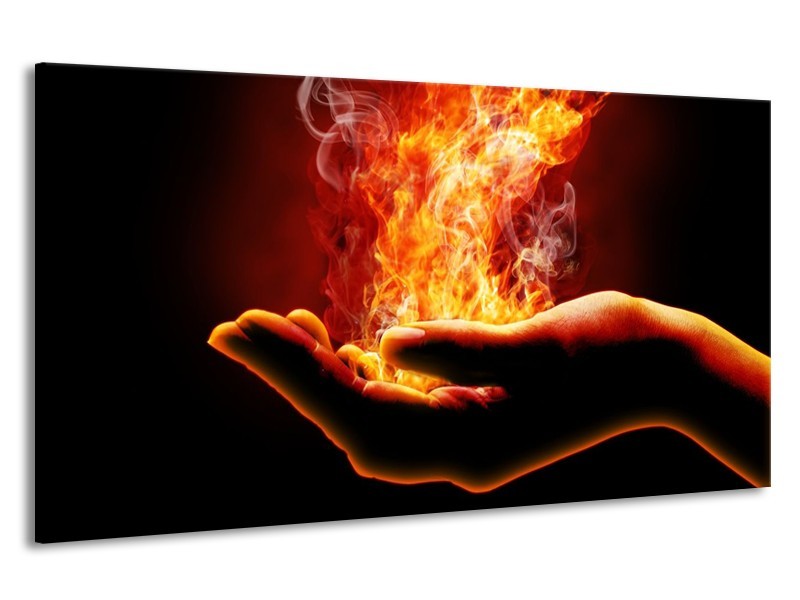 Canvas schilderij Hand | Rood, Geel, Oranje | 190x100cm 1Luik