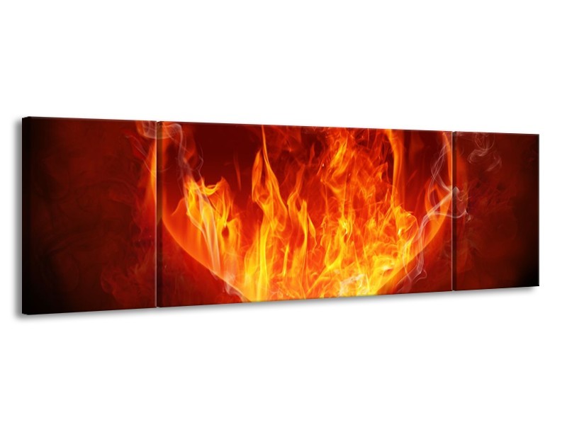 Canvas schilderij Hart | Rood, Geel, Oranje | 170x50cm 3Luik