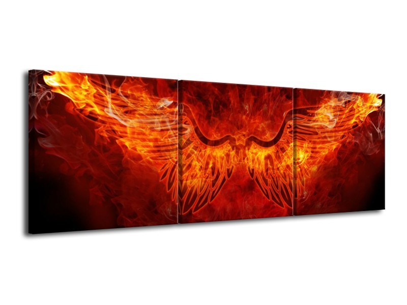 Canvas schilderij Abstract | Rood, Geel, Oranje | 120x40cm 3Luik